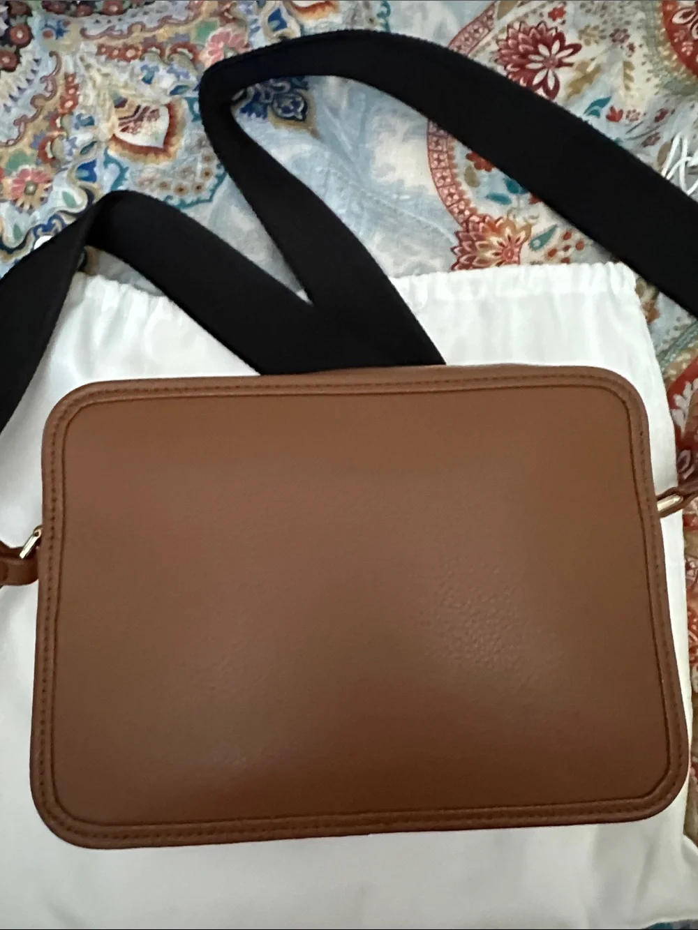 Furla Brown Pebbled Leather Messenger with Black Strap